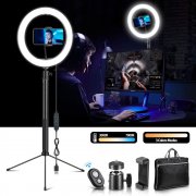 HQQNUO 10 Zoll Ringlicht mit Fernbedienung und Handy Stativ + Tasche