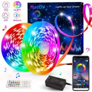 HueLiv 10m (2x5m) RGB LED Streifen mit Fernbedienung, APP-Steuerung und Musiksynchronisation