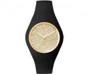 Ice Watch Ice Glitter Black Gold Schwarz Damenuhr mit Silikonarmband 