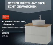 ikea Waschkomode GODMORGON/ TOLKEN / T&Ouml;RNVIKEN Hochglanz wei&szlig;, Bambus neuer niedriger Preis