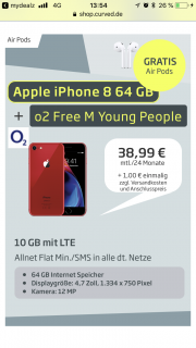IPhone 8 64GB inkl Airpods und 10GB LTE