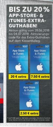  iTunes Geschenkkarte + bis zu 20 &euro; Extra-Guthaben bei Kaufland