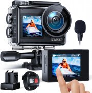 iZEEKER 4K 24MP WiFi Dual-Screen Action Cam bis 40M Wasserdicht + Fernsteuerung, 2 Akkus & Zubeh&ouml;r