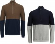 Jack & Jones Brooklyn Herren Strickpullover mit Halbrei&szlig;verschluss