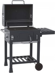 Jamestown JAXON Holzkohle-Grillwagen mit h&ouml;henverstellbarer Kohlewanne & Deckelthermometer