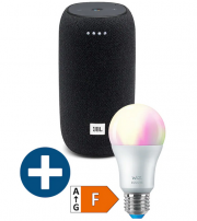 JBL Link Portable Bluetooth Speaker mit Sprachsteuerung + WiZ E27 White & Color Smart LED Lampe