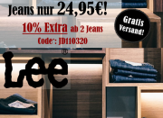 Jede Lee Jeans f&uuml;r nur 24,95&euro; inkl. Versand + 10% Extra-Rabatt ab 2 Jeans im Jeans Direct Shop