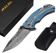 Jellas Damaszener Taschenmesser mit Lederscheide in Geschenkbox