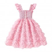 JiAmy M&auml;dchenkleid mit Blumen und R&uuml;schen f&uuml;r 7 Jahre