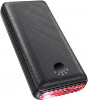JIGA 30000mAh USB C Powerbank mit Taschenlampe, 3 Eing&auml;ngen und 4 Ausg&auml;ngen