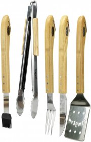 JIM BEAM Grillbesteck-Geschenkset mit Holzgriffe 5 teilig