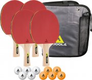 Joola Family - Tischtennis-Set mit 4 Tischtennisschl&auml;gern, 10 Tischtennisb&auml;llen und Tragetasche