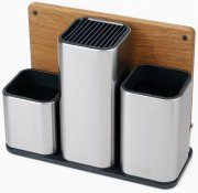 Joseph Joseph CounterStore 100 K&uuml;chen-Organizer mit Edelstahlschalen und Eichenschneidebrett