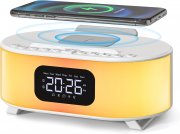 Jugendcx Digital Licht-Wecker mit kabelloser QI Ladestation und Bluetooth Lautsprecher