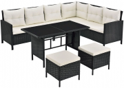 Juskys Manacor Polyrattan Gartenlounge in 3 Farben inkl. Sitz- und R&uuml;ckenkissen