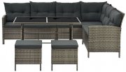 Juskys Manacor Polyrattan Gartenlounge mit Sofa, Tisch, 2 Hocker & Kissen f&uuml;r bis zu 7 Personen