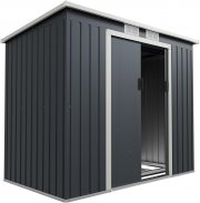 Juskys Metall Ger&auml;tehaus M mit Pultdach, Schiebet&uuml;r & Fundament 213 x 130 x 173 cm