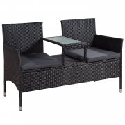 Juskys Polyrattan 2-Sitzer Gartenbank Monaco schwarz