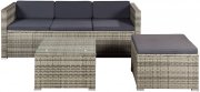 Juskys Polyrattan Lounge Punta Cana M f&uuml;r 3-4 Personen mit Tisch & Hocker