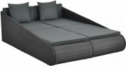 Juskys Polyrattan Sonnenliege Mykonos &ndash; XXL Outdoor Doppelliege mit Polster Kissen
