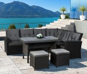 Juskys Santa Catalina Polyrattan Lounge Sitzgarnitur f&uuml;r 5-7 Personen mit Bez&uuml;gen