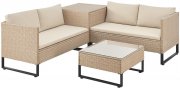 Juskys Santorini Outdoor Polyrattan Lounge mit Beistelltisch & Auflagenbox in 3 Farben