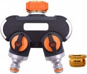 KCNOFNC 2 Wege Wasser Verteiler mit Wasserhahn Adapter regulier- und absperrbar