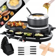 KESSER 3in1 Raclette-Grill mit Naturgrillstein, Grillplatte und Fondue f&uuml;r 8 Personen