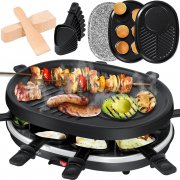 KESSER 3in1 Raclette-Grill mit Naturgrillstein, Grillplatte und Pancake-Grillplatte