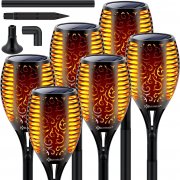 KESSER 6er Solar Gartenfackel Set mit Flammeneffekt inkl. Wandhalterung und Erdspie&szlig;
