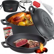 KESSER Dutch Oven 2in1 Gusseisen 4,8L Topf und Pfanne inkl. Kochbuch