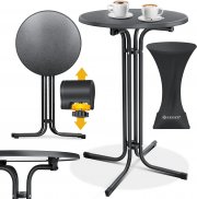 KESSER Gastro klappbarer Stehtisch &Oslash; 70x110 cm mit Edelstahlplatte inkl. Husse