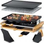 KESSER Raclette-Grill mit Naturgrillstein- , Planch- und Grillplatte f&uuml;r 8 Personen