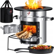 KESSER Raketenofen inkl. Gusseisen Grillpfanne und Tragetasche