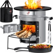 KESSER Raketenofen inkl. Gusseisen Grillpfanne und Tragetasche
