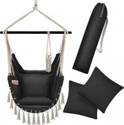 KESSER Safari Indoor & Outdoor XXL H&auml;ngesessel bis 150 kg mit 2 Kissen Getr&auml;nkehalter & B&uuml;cherfach