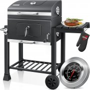 KESSER XL Holzkohle-Grillwagen mit Deckel und Thermometer