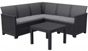 Keter Emma Polypropylen Lounge-Set Ecksofa + Truhentisch inkl. Sitzauflagen
