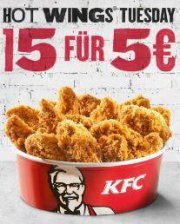 KFC Hotwingsdienstag: 15 Hotwings f&uuml;r 5 Euro