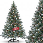 Kidsbuddy 150cm K&uuml;nstlicher Weihnachtsbaum mit Beleuchtung und Schnee-Effekt inkl. Metallst&auml;nder