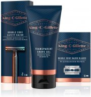 King C. Gillette Rasier Geschenkset mit Rasierhobel, 15 Rasierklingen und Rasiergel