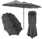 Kingsleeve 460 x 270 cm XXL Doppelsonnenschirm anthrazit mit UV-Schutz 40+ inkl. Schutzh&uuml;lle
