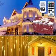 KITASST 11 Meter 400 LEDs Eisregen Outdoor Lichterkette mit Fernbedienung