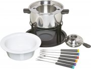 KitchenCraft 3-in-1 Fondueset mit Farblich Markierten Fonduegabeln