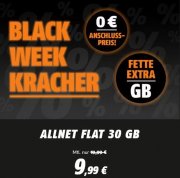 Klarmobil Black Week Kracher Tarife im D-Netzt z.B. mit 30GB + Allnet Flat f&uuml;r nur 9,99 &euro; mtl. 