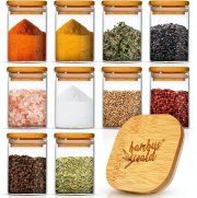 Klarstein 10er Set Eckige Vorratsdosen mit je 150ml inkl. luftdichten Bambus-Deckel