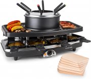 Klarstein Entrecote 3-in-1 Raclette Fondue Kombi und Grill f&uuml;r 8 Personen mit Pf&auml;nnchenuntersetzer