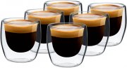 Klarstein Glaswerk doppelwandige Design Espressotassen Set 6 x 80 ml