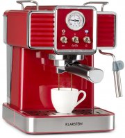 Klarstein Gusto Classico Red Espressomaschine mit Milchschaumd&uuml;se f&uuml;r gemahlenen Kaffee & Pads