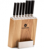 Klarstein Kitano Oak Messerblock mit 7-teiligen Messer Set